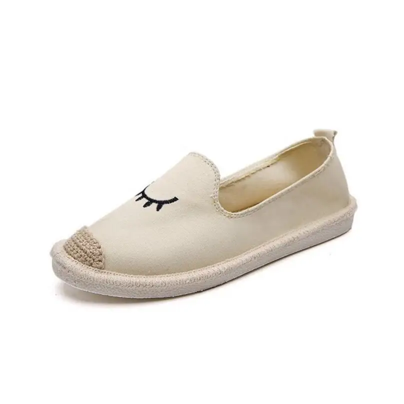 JOKSD парусиновые эспадрильи Женские туфли-лодочки ботинки в рыбацком стиле; обувь для весна/осень женские лоферы с вышивкой соломенные повседневная обувь L211