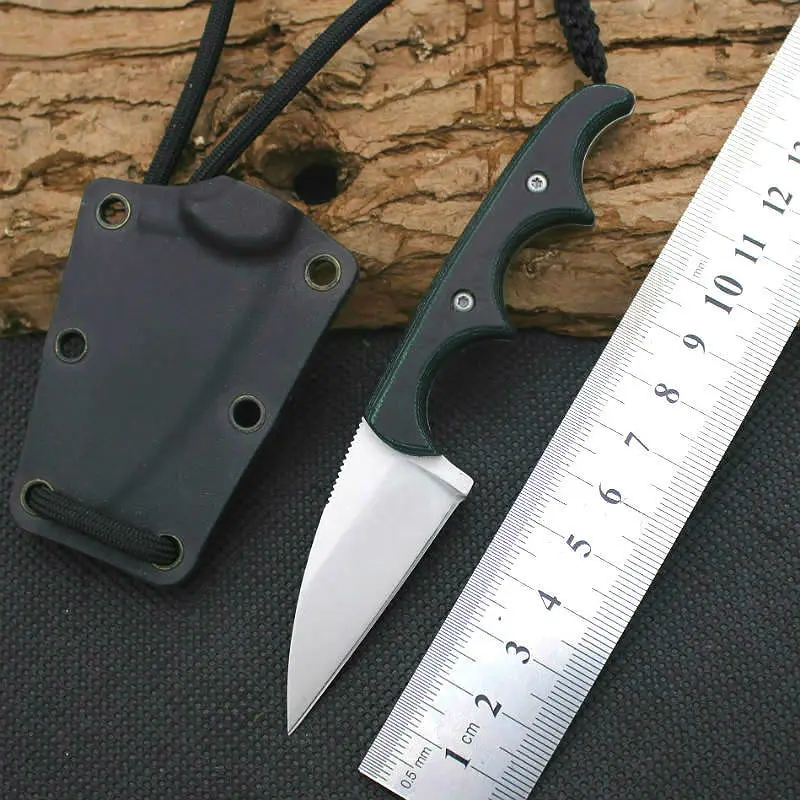 Necklace Survival Knife Fixed 5CR15MOV Steel Blade Knife Micarta Handle Huntting Tactical Knives