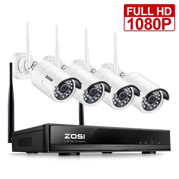 ZOSI 4CH 1080P HDMI Wifi NVR 2.0MP Security Camera System IR Outdoor Waterproof CCTV Camera Wireless Surveillance System