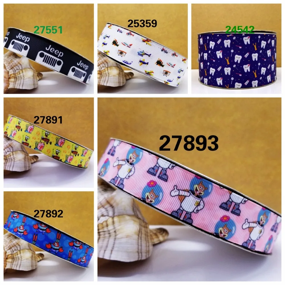 

Free shipping 50 yard cartoon printed grosgrain ribbon 27893