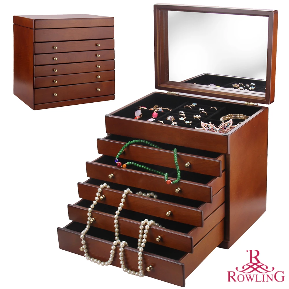Extra Large Pink Jewelry Organizer Pu Jewellery Display Ring Box