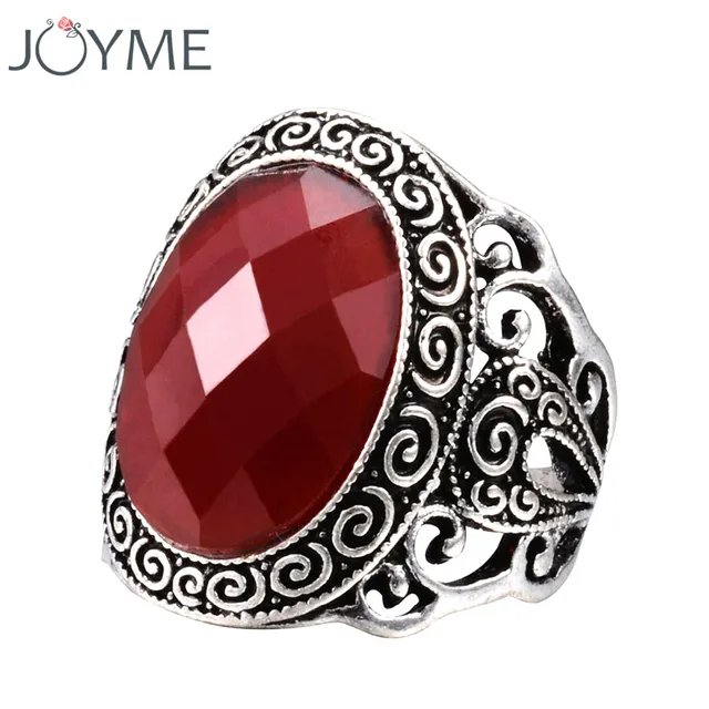 Vintage Look Tibetan Alloy Antique Silver Plated Wedding Rings For Vintage Look Tibetan Alloy Antique Silver Plated Wedding Rings For Women Red Resin Black Male