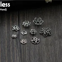 Uglyless Настоящее серебро 925 пробы цветы фурнитура для бусин ювелирные изделия DIY винтажные этнические Полые бусины ручной работы