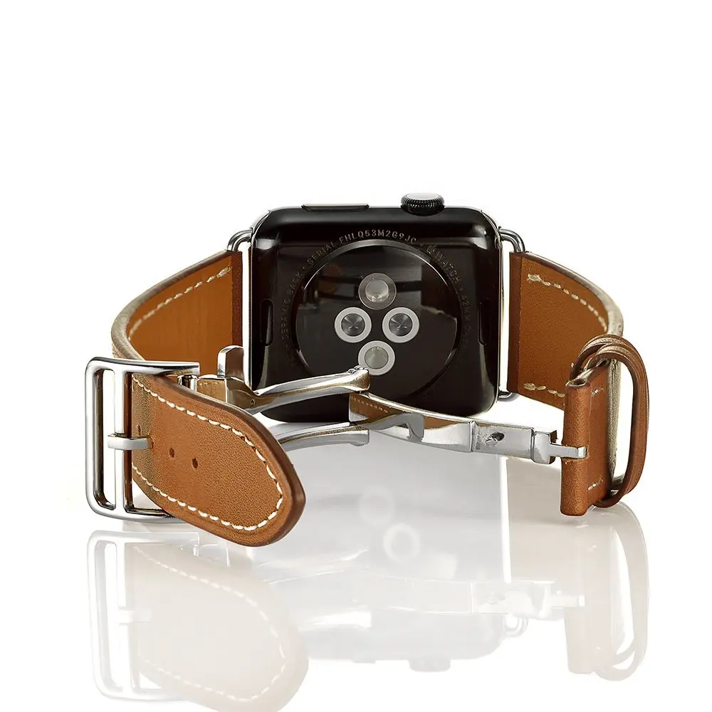 Kopen FOHUAS Serie 2 1 Lederen Loop Voor Apple Horloge Band dubbele Tour 42mm Voor Apple Horloge lederen band 38mm armband vrouwen