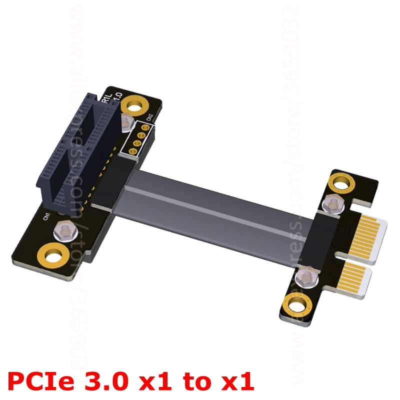 Удлинительный кабель PCIe 3 0x1 to x1 с левым углом защита от электромагнитных помех