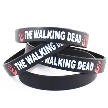 

100pcs the walking dead Support silicone wristband bracelet key ring key chain free shipping by ePacket