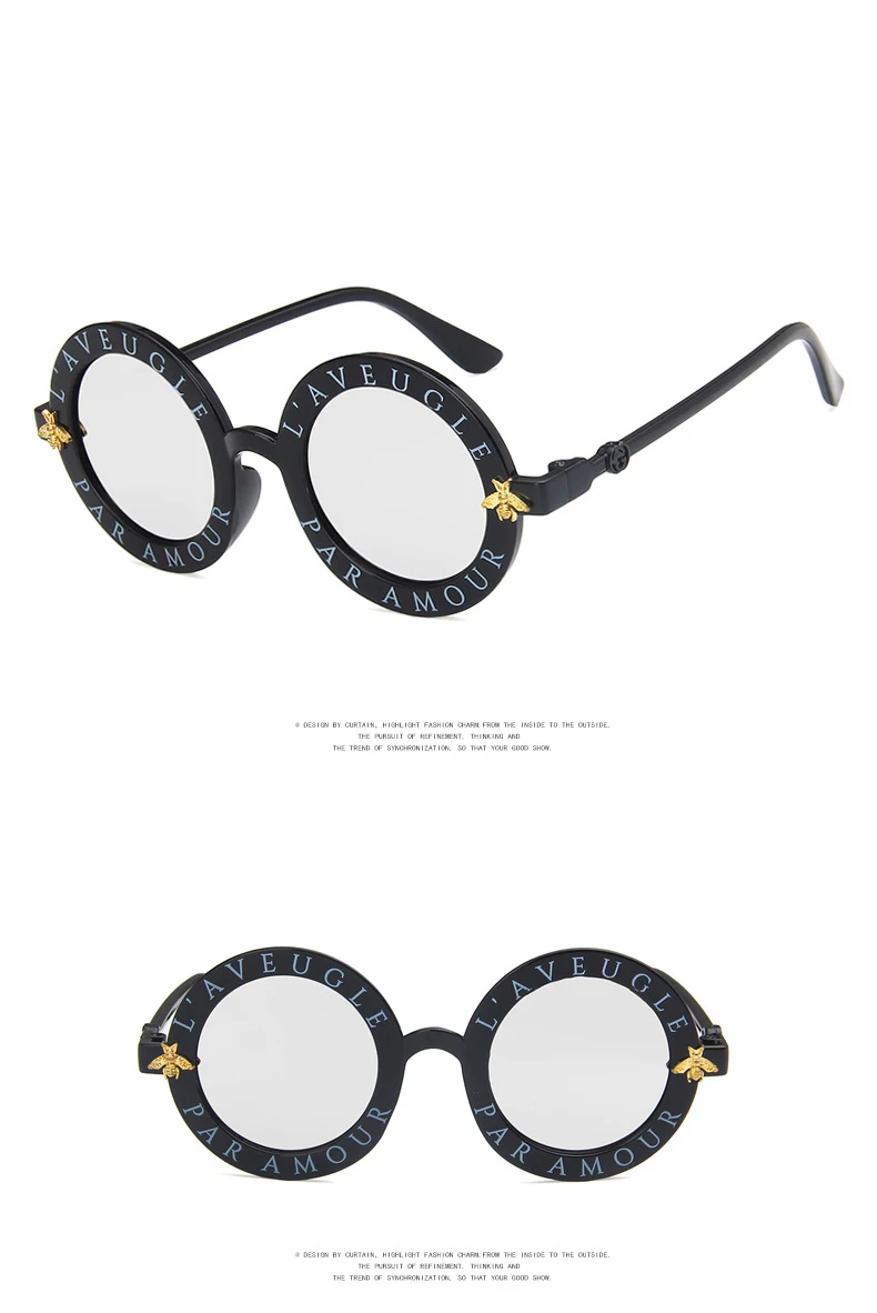 Новые круглые детские солнцезащитные очки в стиле ретро с буквенным принтом пчелы, детские солнцезащитные очки для мальчиков и девочек, Брендовые очки Gafas Oculos Feminino