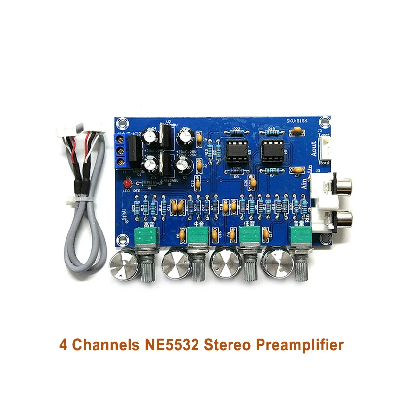 Предусилитель для телефона NE5532 Stereo Pre усилитель предусилитель Tone Board Audio 4 каналов