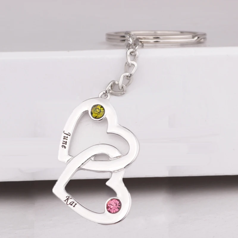 

New Customized Tree Key Chain Custom Any Names & Birthstones Gift for Family YP3059