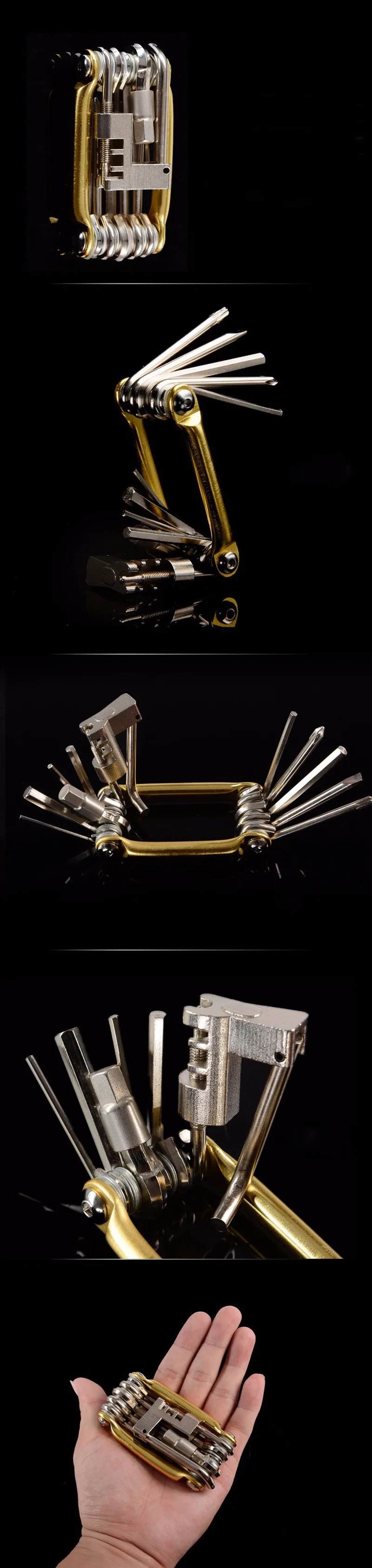 30Hot ROCKBROS High Hardness Premium Alloy Bicycle Pocket Repair Tools 11 in 1 Set Folding Mini Multifunction Cycling Bike Tools