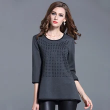 Women Diamond Black T shirt Camisetas Mujer 2017 Autumn Large Size Shirt Women Tops Blusas Y