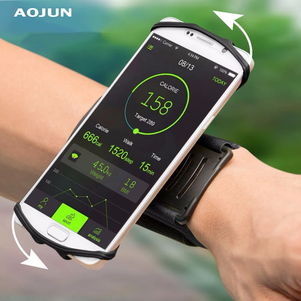 100 Aojun Wristband Phone Case Holder 180 Rotatable for Running