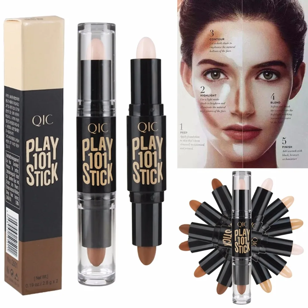 

3D Bronzer Highlighter Stick Face Makeup Concealer Pen Double Head Foundation Stick Cream Texture Contour Pencil maquillage