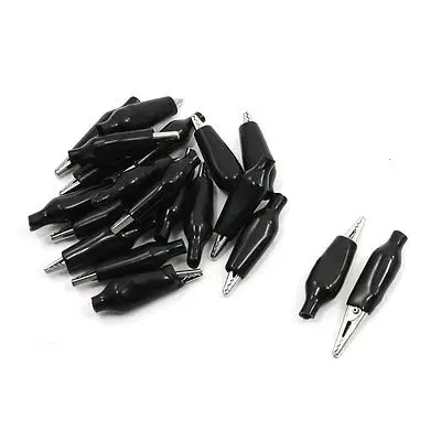 

20 Pcs Testing Probe Black Insulated Sleeve Alligator Clips