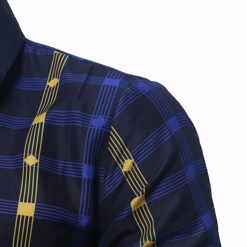F-SFRWA 2019 с длинным рукавом Для мужчин рубашки в клетку мужской Повседневное модные мужские рубашки облегающая в клетку рубашка Размеры XXL