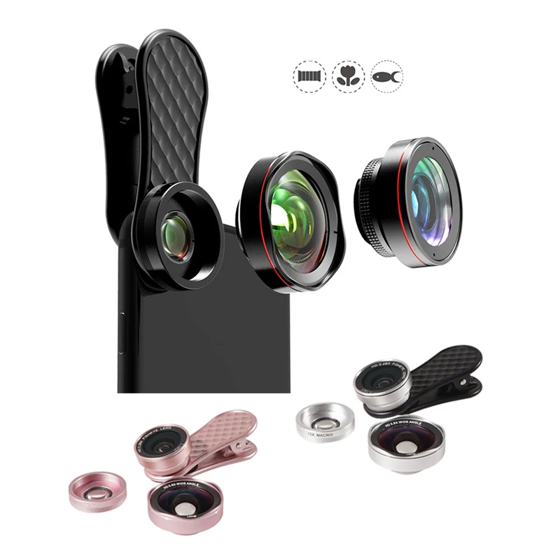 

Photographer lens kits tablet mobile phone camera lens 0.6X micro distortion wide angle 15X macro fisheye 180 degree fish eye