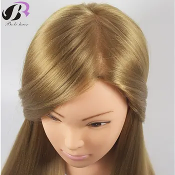 

26" Blonde Yaki Synthetic Mannequin Head Hair Maniqui Hairdressing Doll Heads Maniquies Women Educational Training Hairdresser