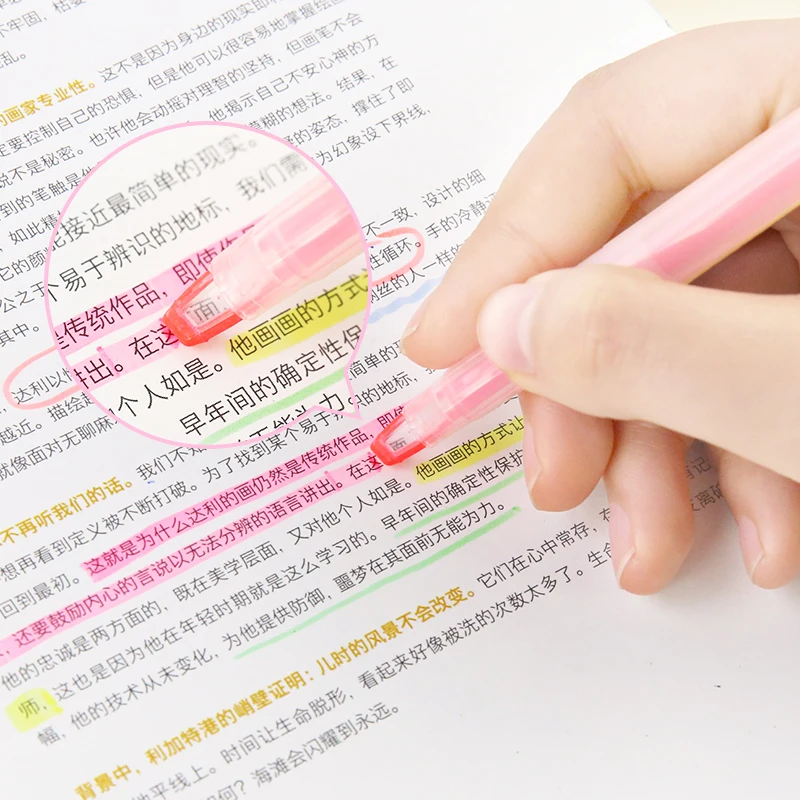 Dual Head Writing 2 in 1 Highlighter Pen Japanese Stationery Cute Office School Supplies