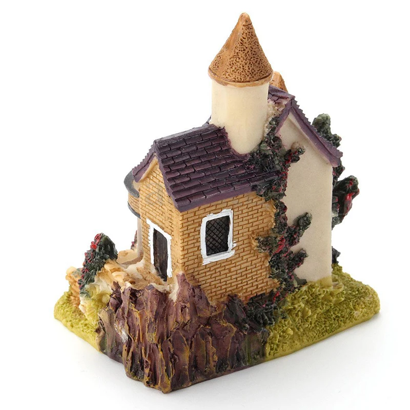 Resin Mini Fairy Garden Miniature Thatched House Landscape Micro Decorate Ornament