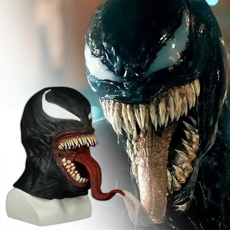 

Hot Sale Movie The Venom Spiderman Mask Cosplay Costumes Edward Brock Halloween Party Latex Masks Props
