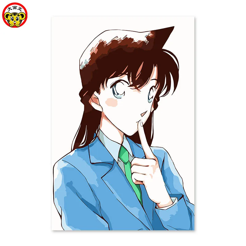

painting by numbers art paint by number girl Detective Conan DIY, drawing on the cloth by home decor Small blue An