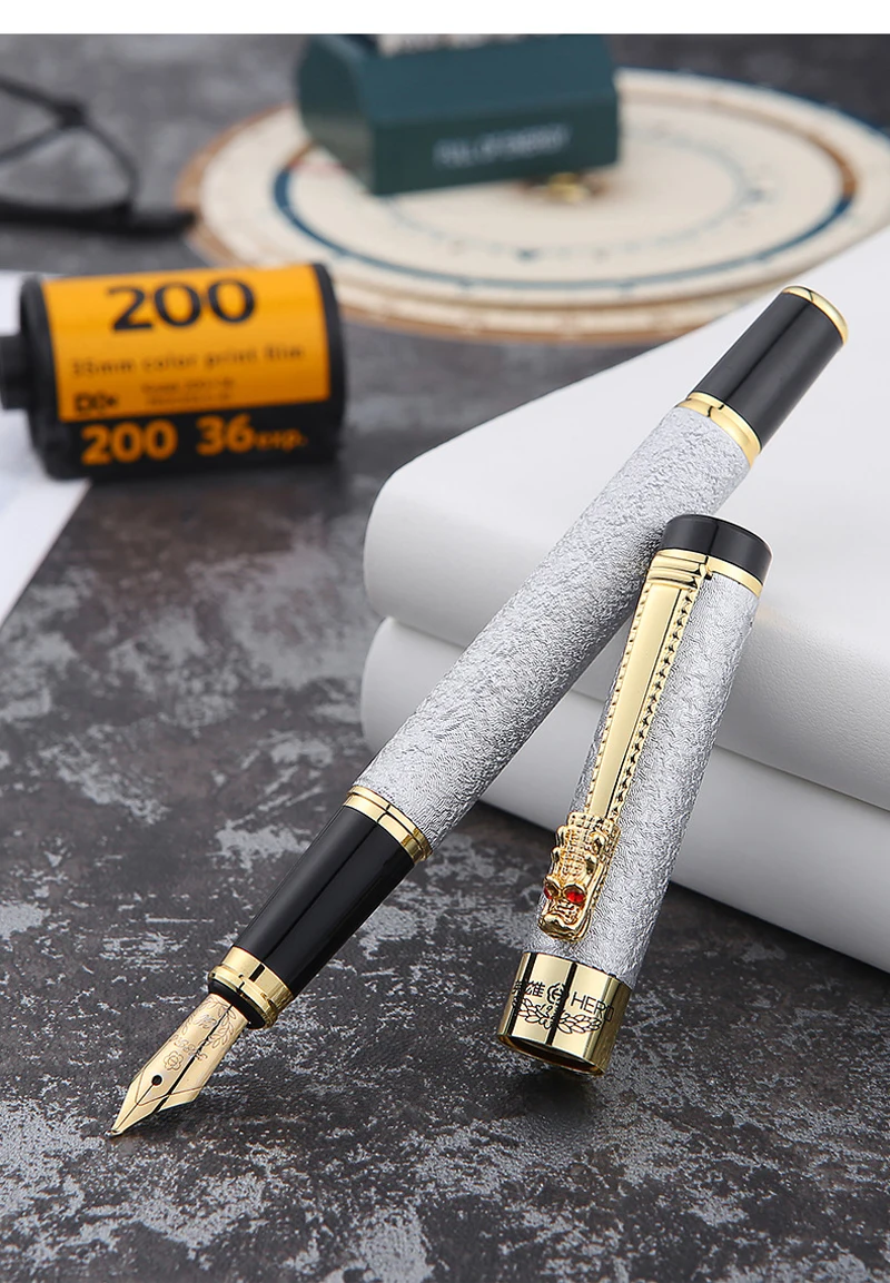 Новое поступление, брендовая перьевая ручка Hero, металлическая ручка с драконом, деловая фирменная ручка с зажимом, купить 2 ручки, отправить подарок