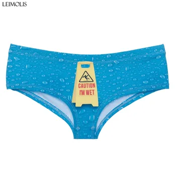 

LEIMOLIS funny warning sign letter print sexy hot panties female kawaii Lovely underwear push up briefs women lingerie thongs