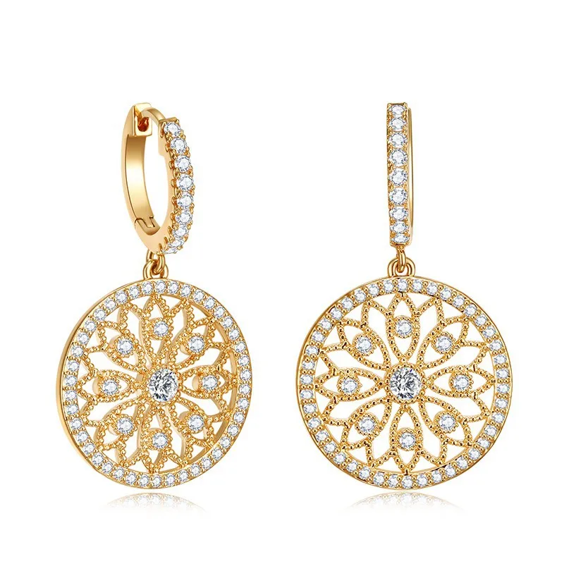 

2018 Hot Sale Vintage Hoop Earrings Gold Color Hollow Flower Round Circle Earring for Women Jewelry Gift Zk40