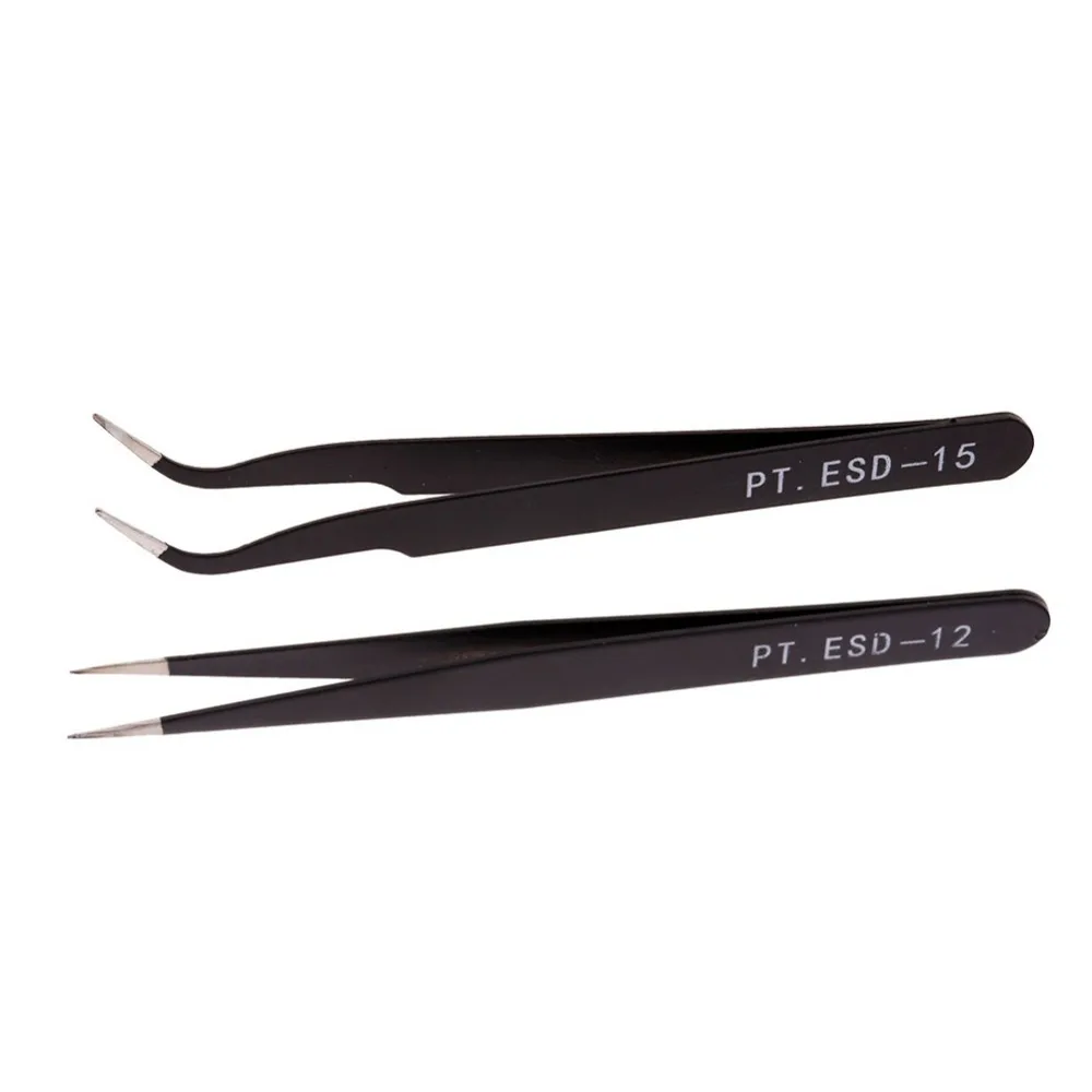 

2pcs/lot Stainless Steel Eye Lashes Black Tweezers False Fake Eyelash Extension Nippers Pointed Clip Set Makeup Tool #260781
