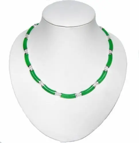 

17" Genuine Dark Green Silver Link Necklace