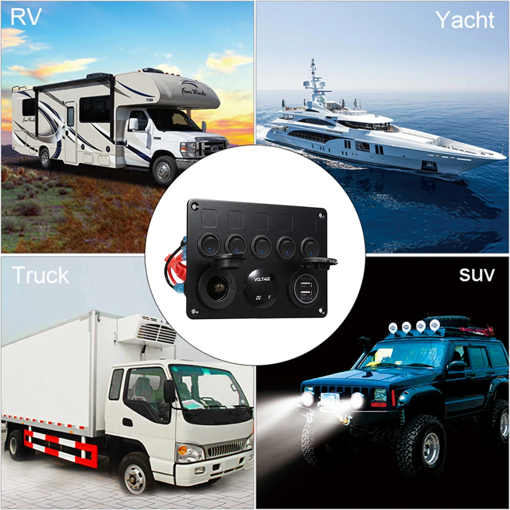 5 банд LED переключатель панель подходит для автомобиля лодка морской RV грузовик