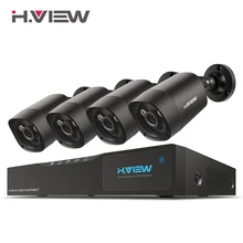 H.View 4mp CCTV Surveillance Kit 4mp Security Camera System 4 ch DVR 1080P 2K Video Output Kit CCTV Easy Remote View on Phone