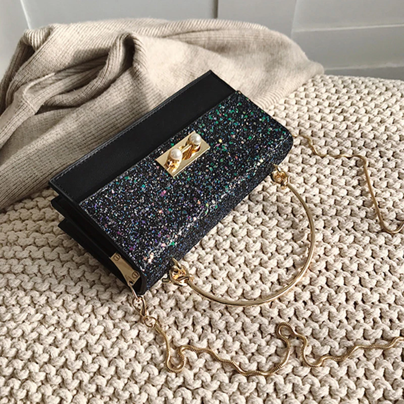Quadrato Modo Spalla Versione A Piccola Della Primavera black Sequins red Tracolla Catena 2019 Mobile Del Borsa Tote Sacchetto Di Coreana Black Nuovo Borse TfwA8x