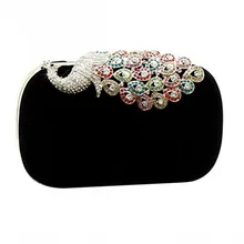 Women's Elegant Evening Bag Ladies' Handbag Clutch Bag Peacock Black for Wedding and Evening Dresses