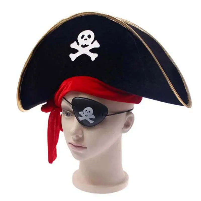 

New 1 Pc Fun Halloween accessories skull hat caribbean pirate hat skull pirate hat piracy hat Corsair cap party supplies