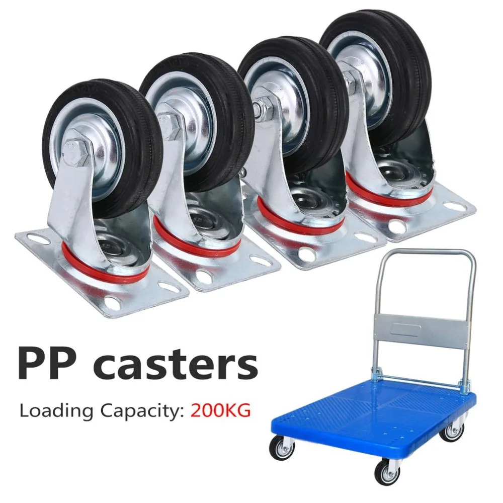 

3 Inch 75mm Industrial Castor 4 PCS 200kg Load Capacity Transport Rolling Wheel Universal Towing Rollers With Brakes