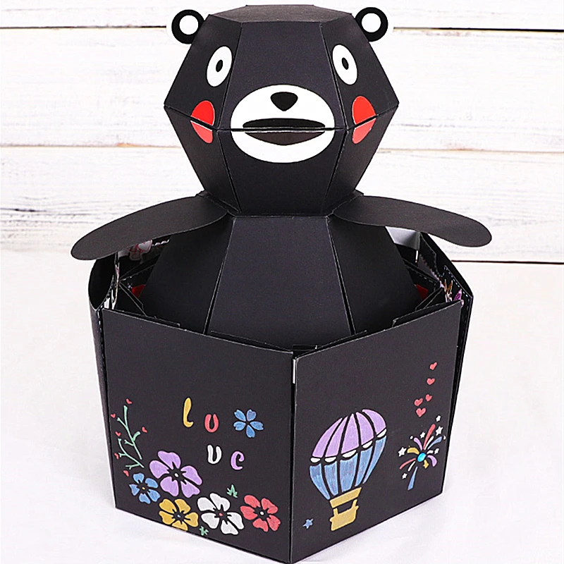 

Bear Snowman Panda Penguin DIY Scrapbook Surprise Explosion Box Exploding Gift for Anniversary Wedding Photo Album birthday Gift