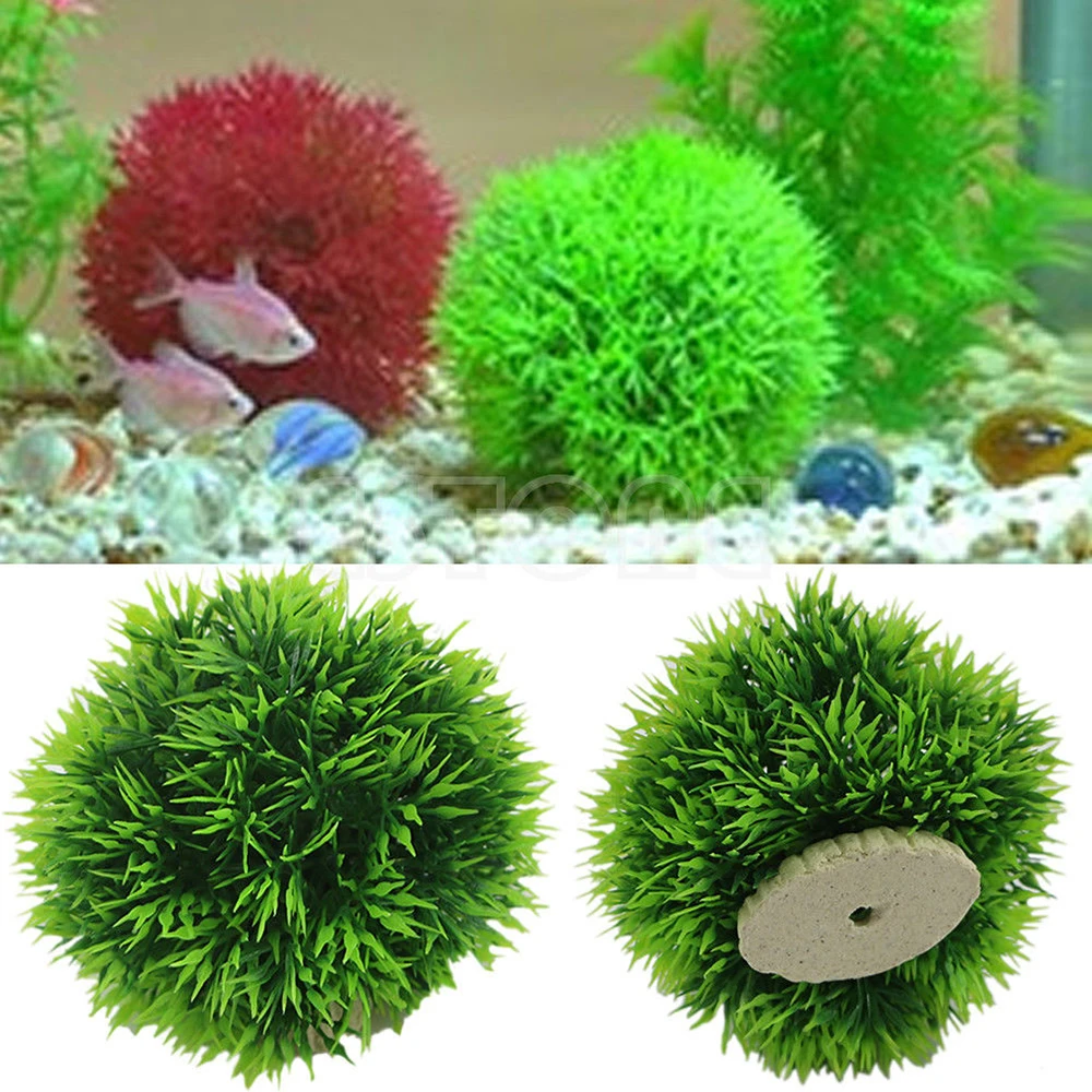 Plastic Grass Ball Aquarium Plant Easy Growing Live Water