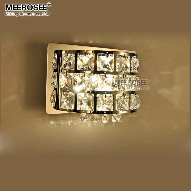 

Modern Crystal Wall Light Chrome/Silver Metal Wall Sconces Lamp Lustre Bed Side Lights for Bedroom Study Aisle G4 Bulb MD81634