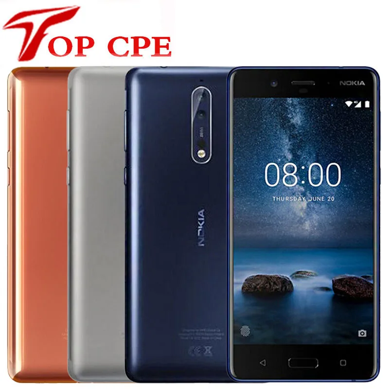 

Original Nokia 8 Global Version Smartphone 5.3'' Snapdragon 835 Otca core 4GB RAM 64GB ROM 13.0 MP Android 4G LTE Mobile phone