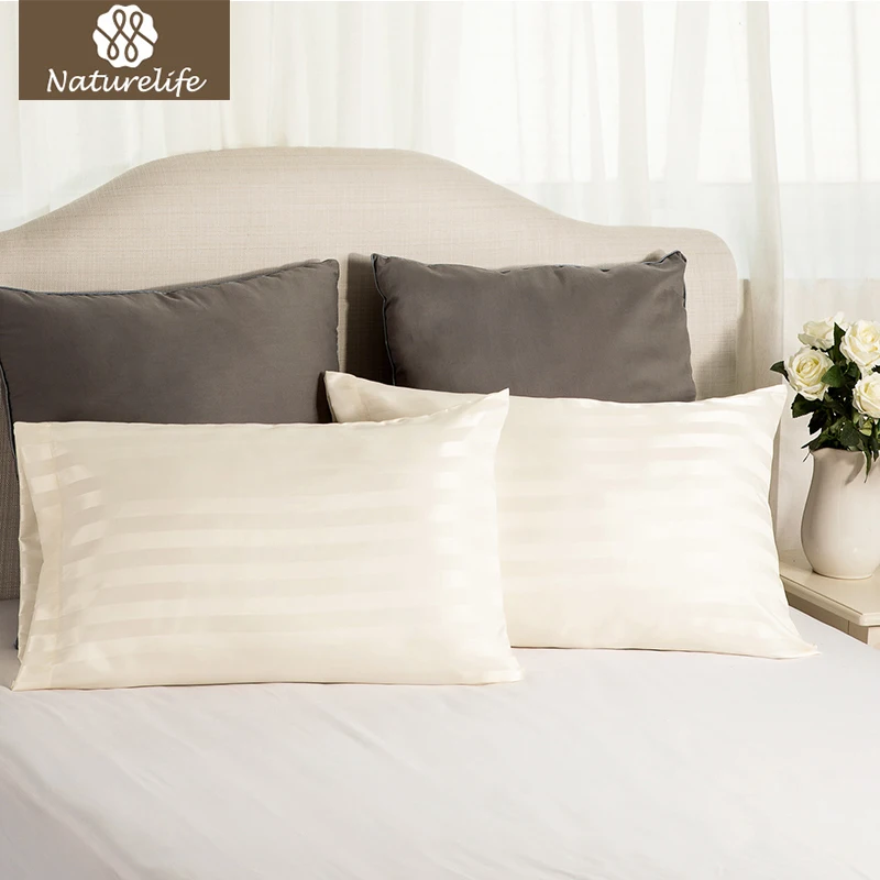 Naturelife Jacquard Stripes Silk Satin Pillowcase Pillow Cover Skin and