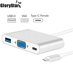 Тип usb C концентратор к VGA USB3.0 Разветвитель USB 3,1 Тип C адаптер VGA для Macbook Pro Google ChromeBook USB-C концентратора
