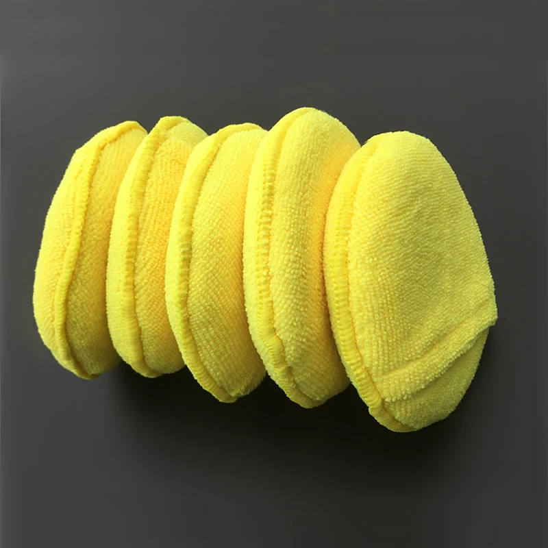 5" Round Car Care Microfiber Pocket Sponge,Auto Wax Applicator Pad,Car