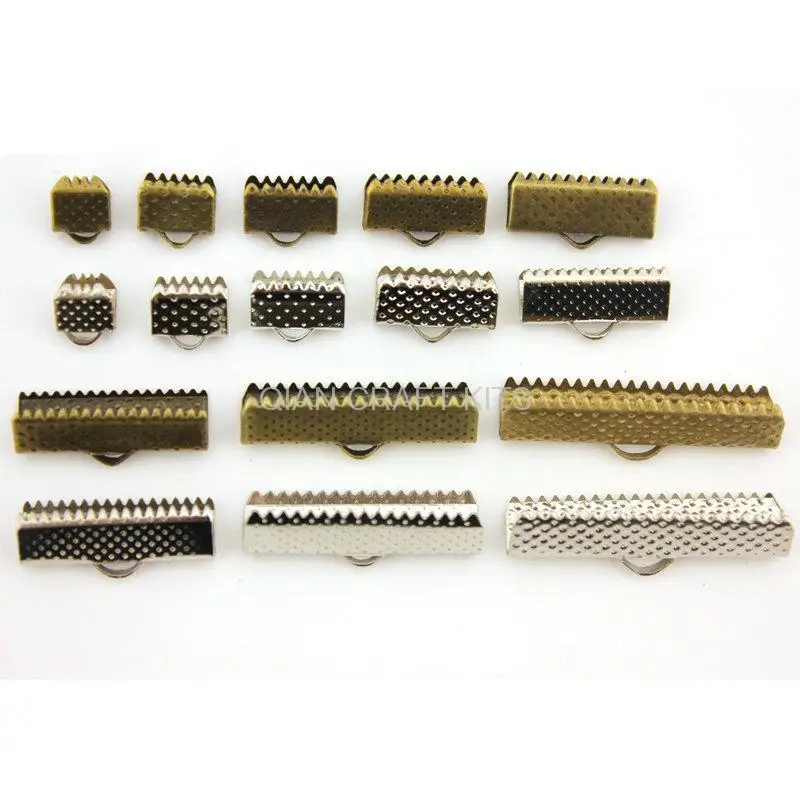 

set of 300pcs(6mm-30mm)cord coupler Key fob hardware RIBBON CRIMP End Clamp with loop JS0135