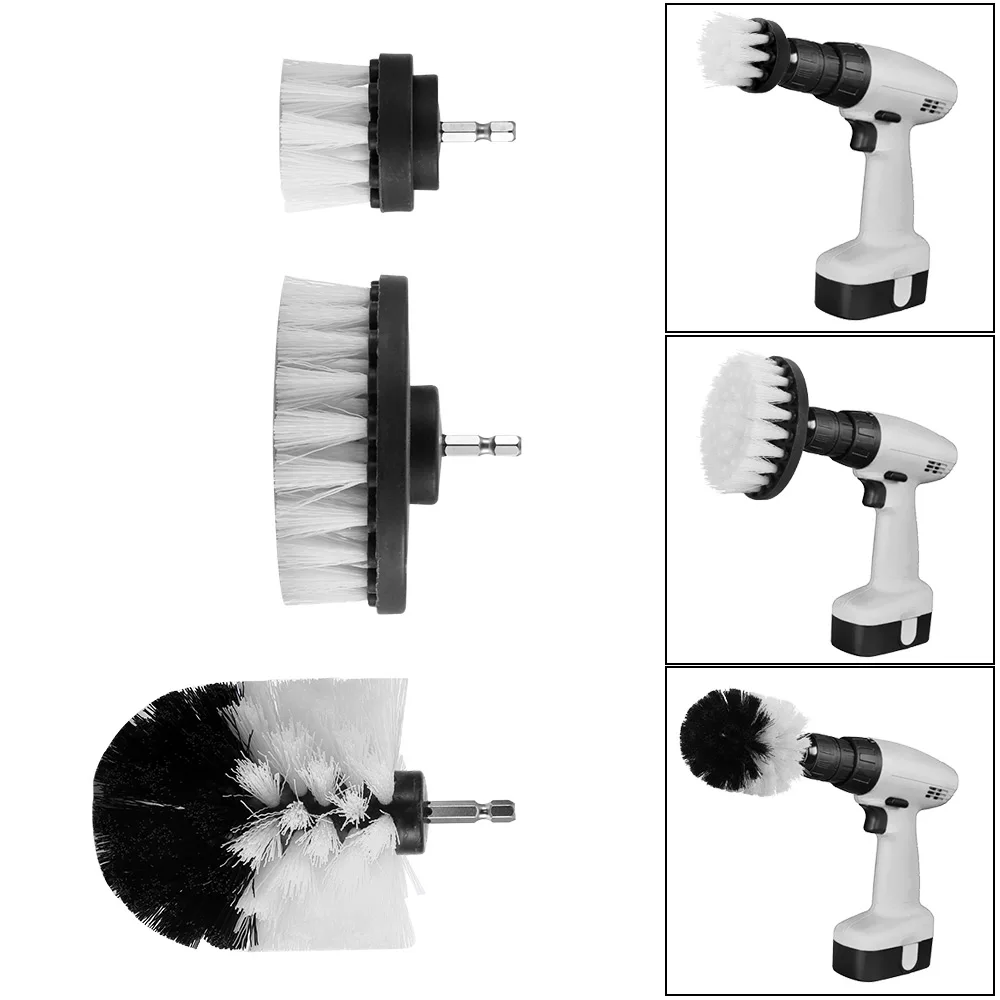 3 шт. электрическая щетка, набор кистей для ванной, щетка для сверления, щетка для очистки, набор для крепления аккумуляторных сверл, скраб-щетка для питания, белая