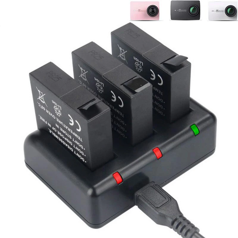 Оригинальный аккумулятор Kingma для Xiaomi yi 4k 3 шт. и канальное USB зарядное устройство YI