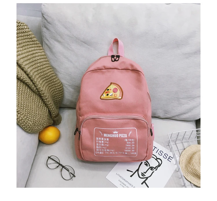 Pizza Embroidery Women Backpack for School Teenagers Girls Preppy Style School Bag Ladies Canvas Backpack Female Bookbag Mochila_34_21