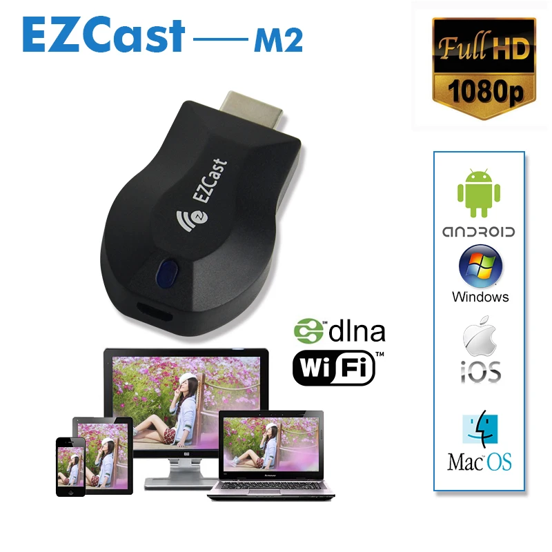 

2 PCS Ezcast M2 Wireless HDMI wifi display Dongle Adapter TV stick media player 1080P HD Receiver windows ios mini PC Andriod