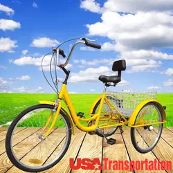 2019 г. Специальное предложение РОССИИ Shippment 3 колеса для взрослых 24 "трехколесный велосипед Trike круиз 6-Скорость W/корзина