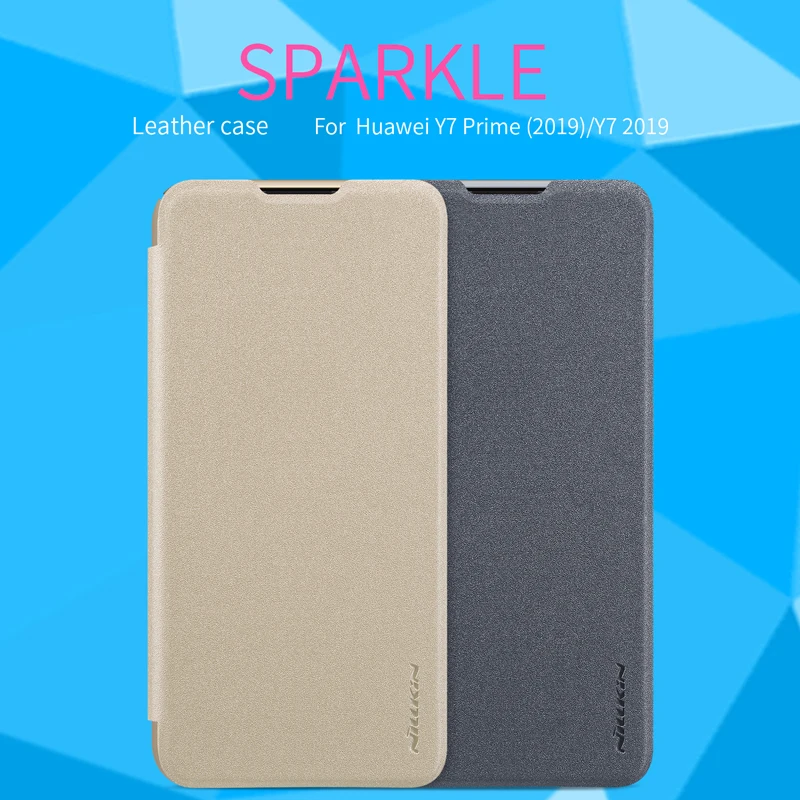 Кожаный чехол Nillkin для Huawei Y7 Prime 2019 и блестящий PU + жесткий пластиковый флип